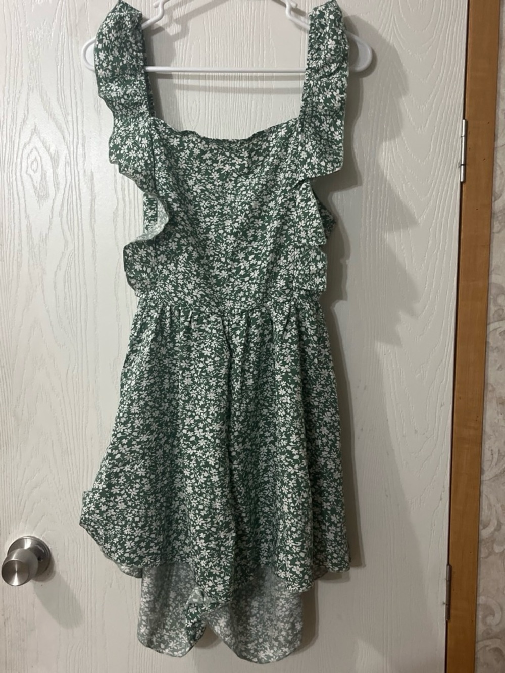 SHEIN Mint Green Floral Ruffle Dress